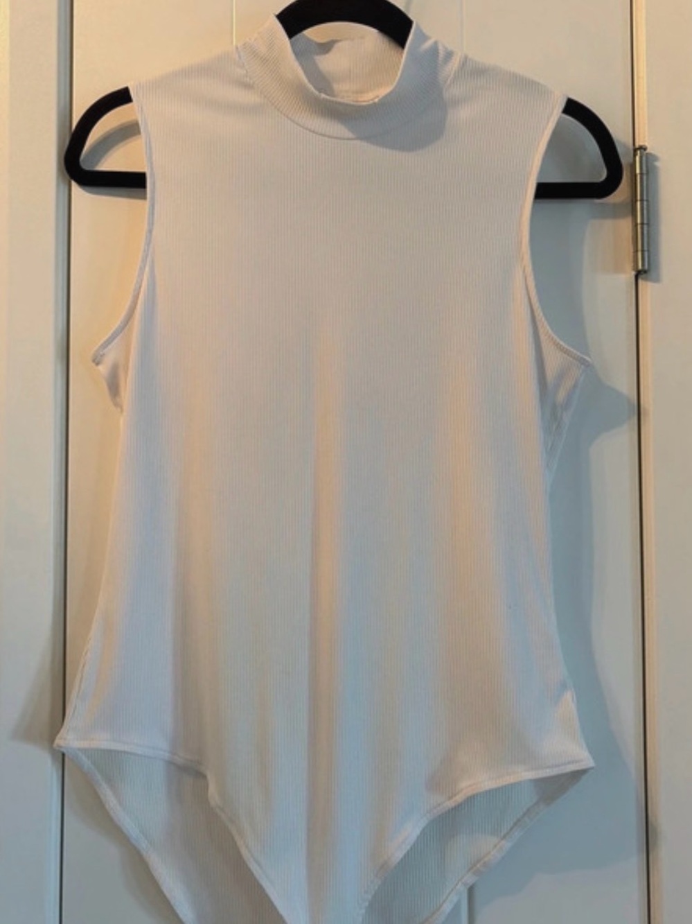 H&M Sleeveless Mock Neck Ribbed Bodysuit - White